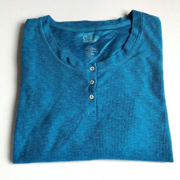 CROFT & BARROW Intimate Henley Top Shirt 3 Button Large Blue Women’s - Picture 4 of 16
